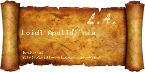 Loidl Apollónia névjegykártya